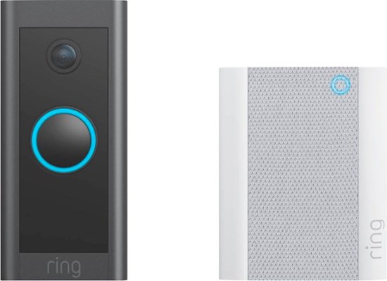 Ring – Wi-Fi Smart Video Doorbell – Wired with Chime – Black